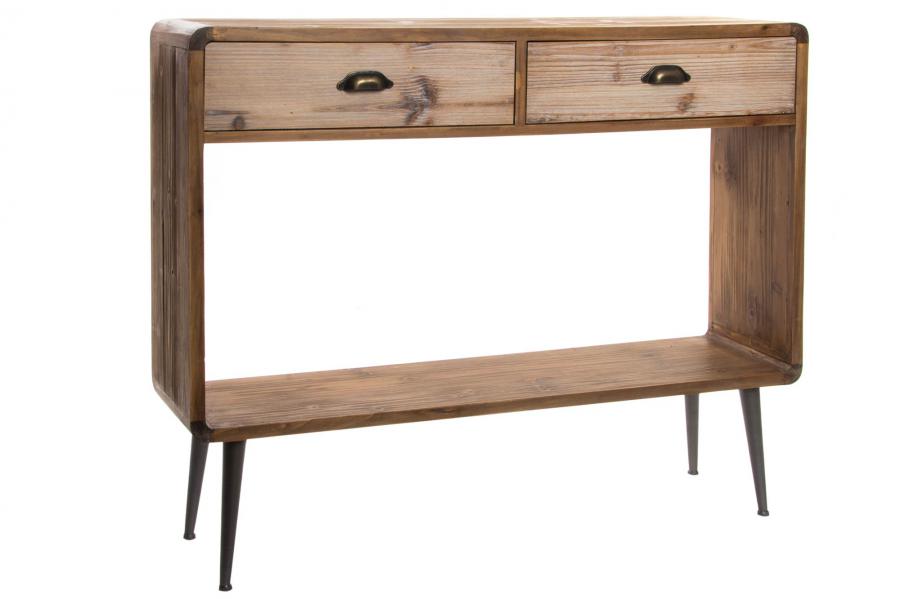 CONSOLA MADERA METAL 115X30X96 NATURAL