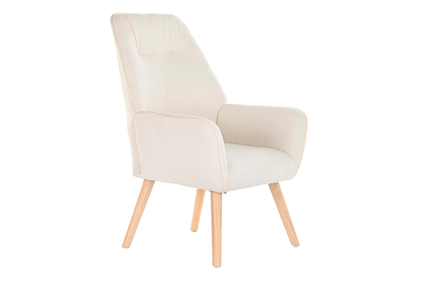 BUTACA POLIESTER MADERA 65X75X96 CREMA