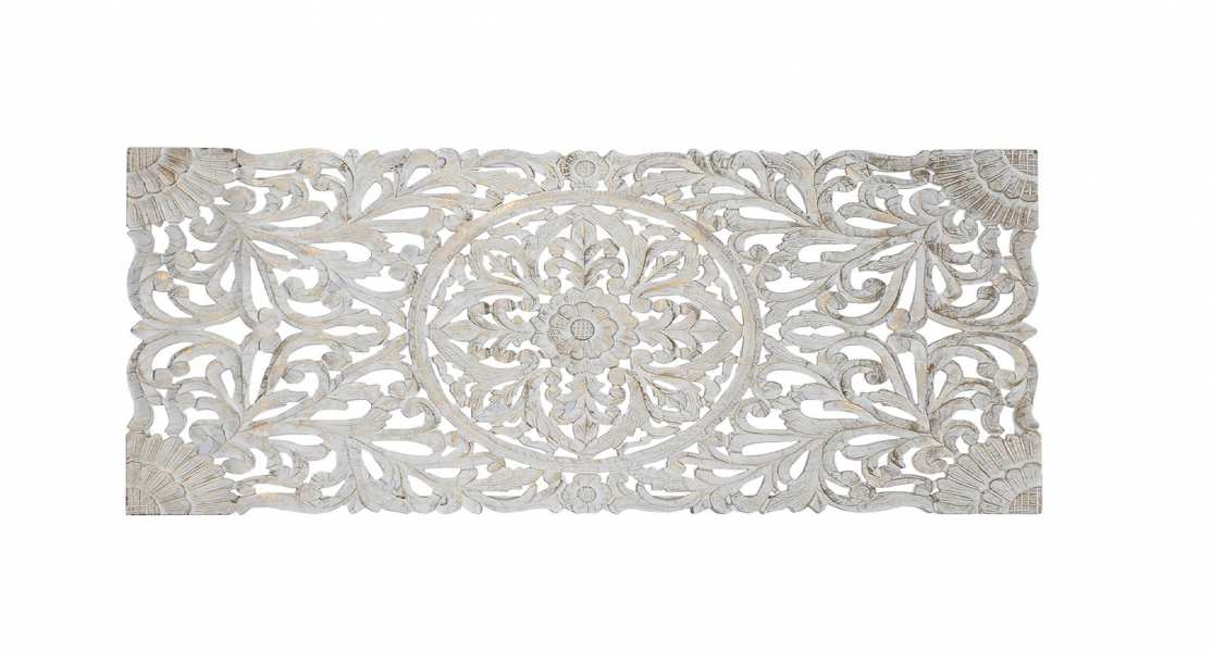 CABECERO CAMA MDF 182X3,5X91 MANDALA DECAPE BLANCO