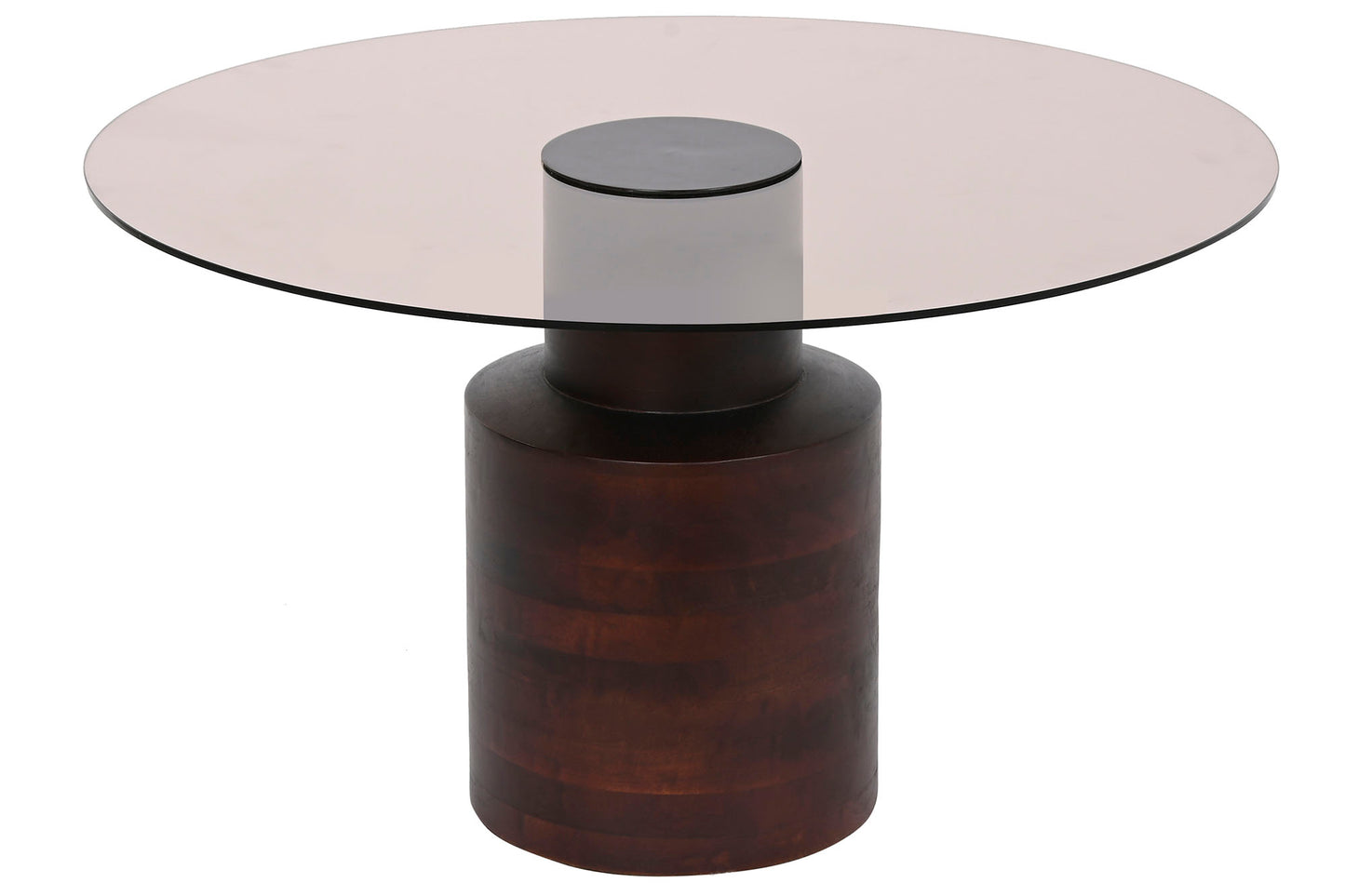 MESA CENTRO CRISTAL MANGO 80X80X40 MARRON OSCURO