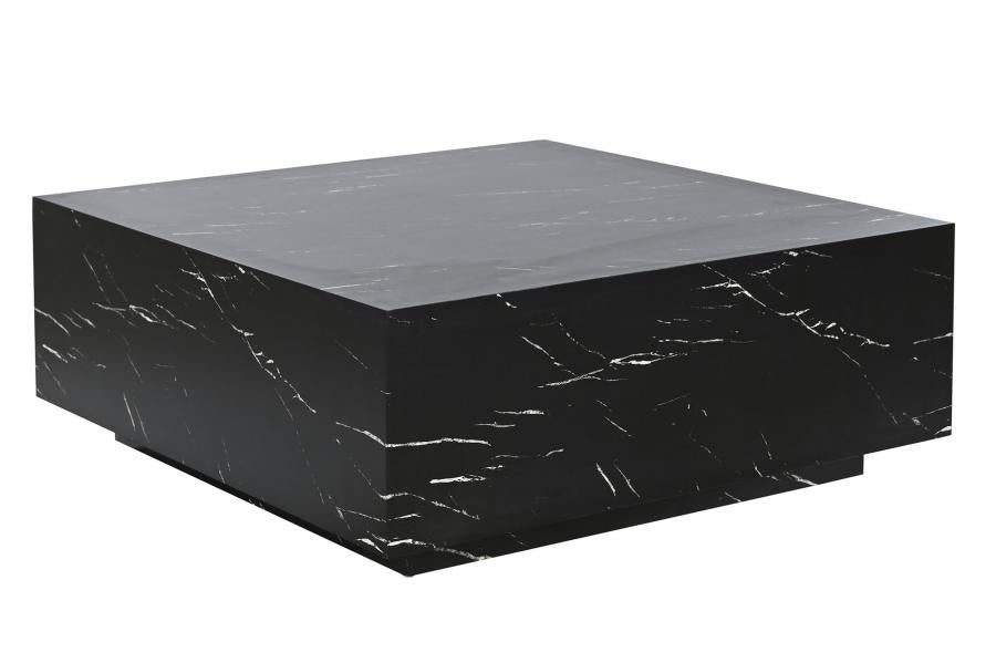 MESA CENTRO MDF 90X90X35 SIMIL MARMOL NEGRO