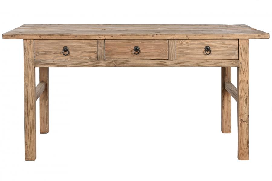 MESA OLMO MACIZO 169X75X85 3 CAJONES NATURAL