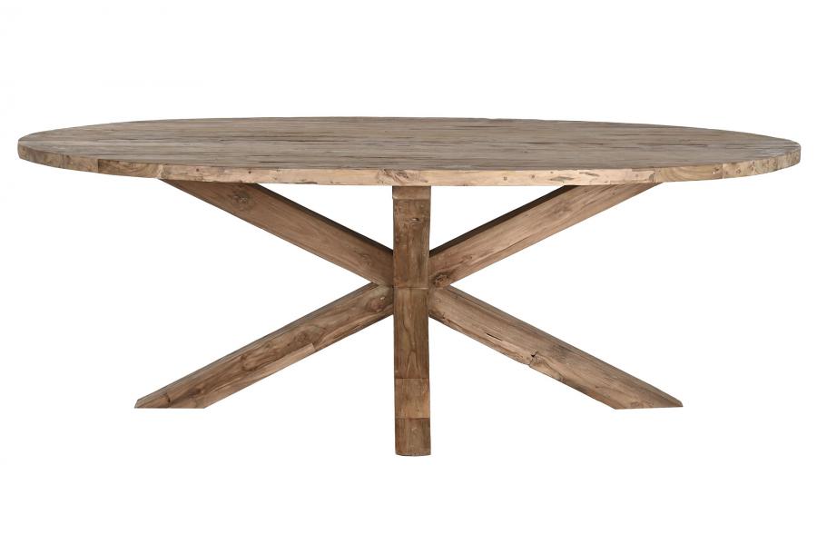 MESA COMEDOR TECA RECICLADA 220X120X78 OVALADA