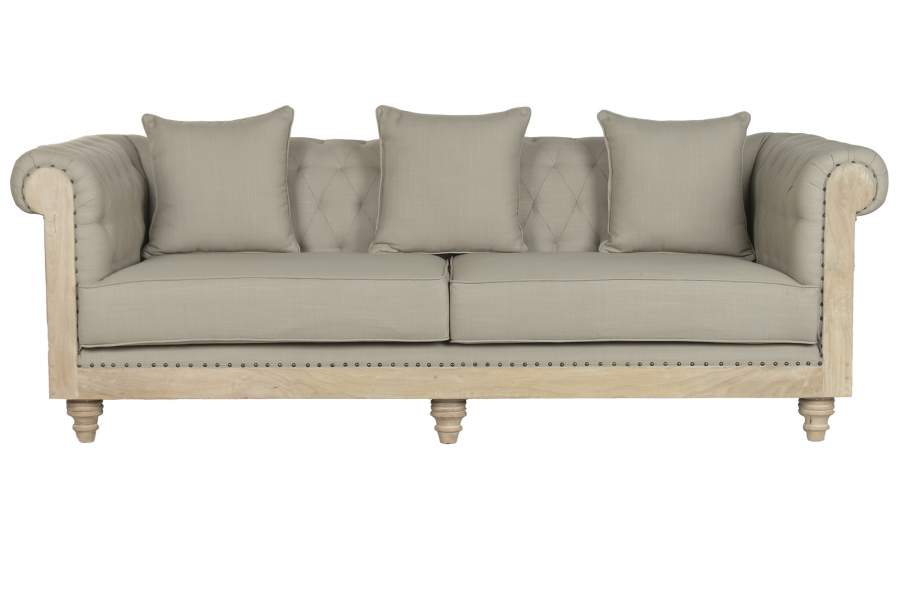 SOFA MADERA POLIESTER 225X87X79 3 COJINES