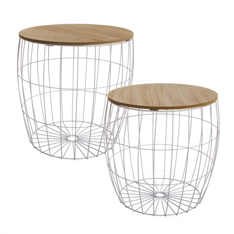 MESA MADERA Y METAL BLANCO