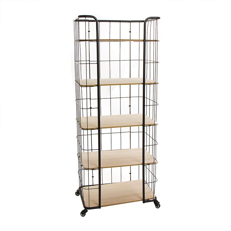 ESTANTERIA CON RUEDAS 5 ESTANTES NEGRO