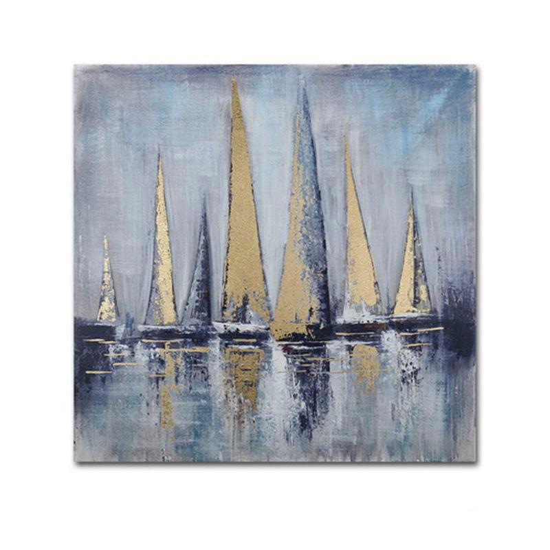 CUADRO ORO BARCOS 80X80