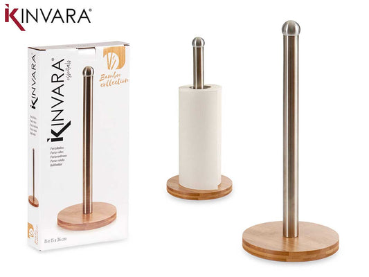 PORTARROLLO ACERO Y BAMBU REDONDO PQ