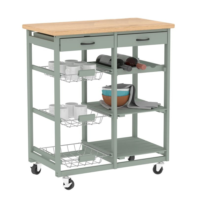 CARRO AUXILIAR COCINA DOBLE CAJÓN MINT