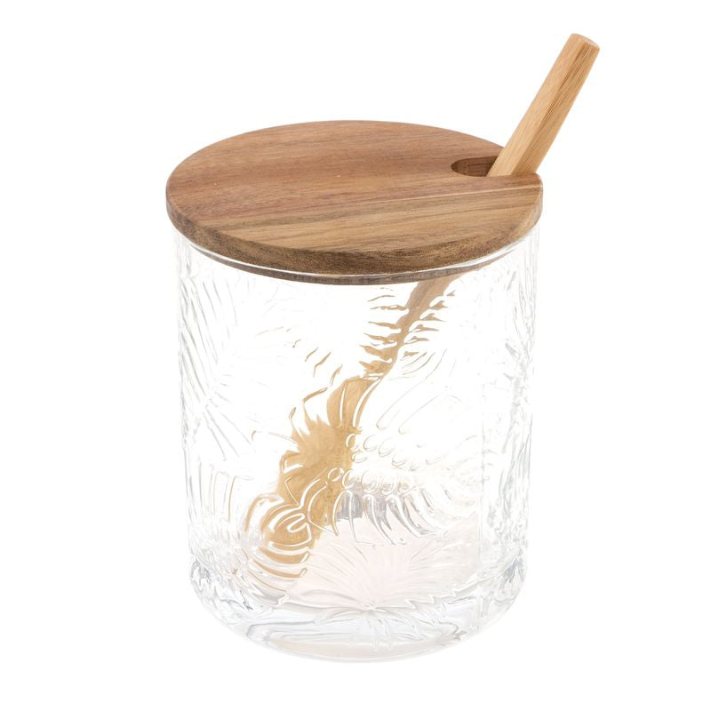 AZUCARERO CON CUCHARA GRABADO HOJAS