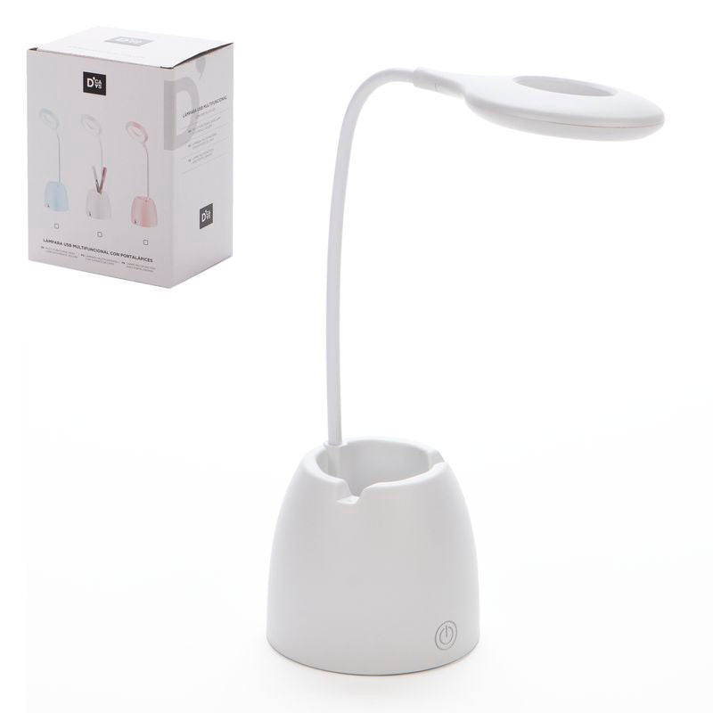 LAMPARA CON PORTALAPICES BLANCO