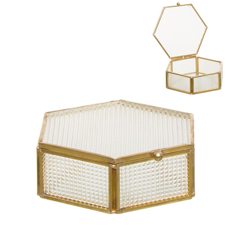 CAJA CRISTAL TALLADO ORO M