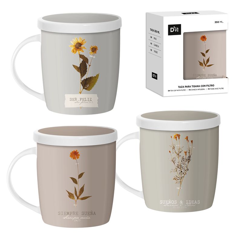 JUEGO 3 TISANAS 350ML CON FILTRO ROSEMARY