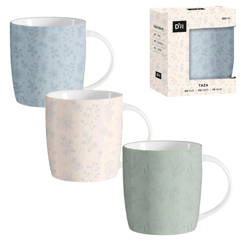 JUEGO 3 MUG 350ML FLORES