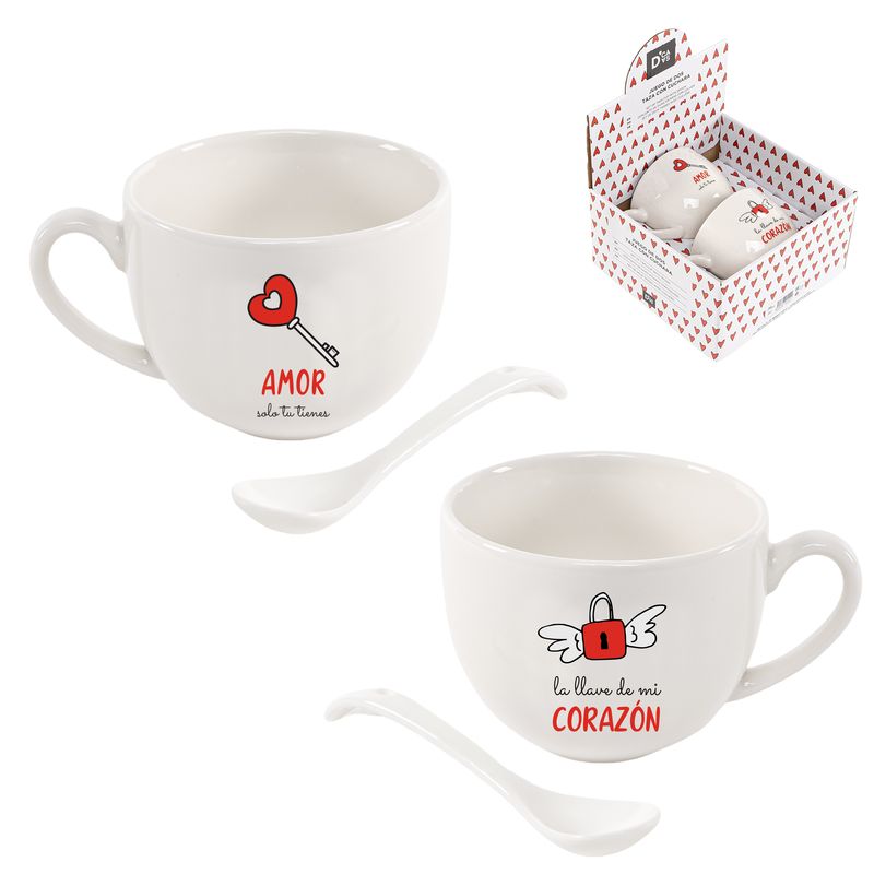 JUEGO DE 2 TAZAS 265ML AMOR