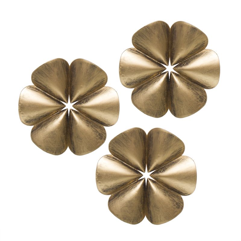 JUEGO DE 3 FLORES PARED BRONCE