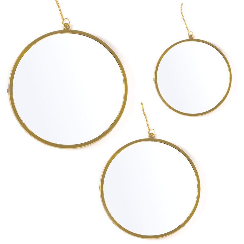 JUEGO DE 3 ESPEJOS PARED ORO
