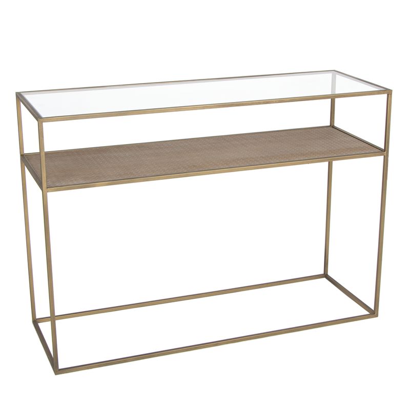 CONSOLA RATAN METAL ORO