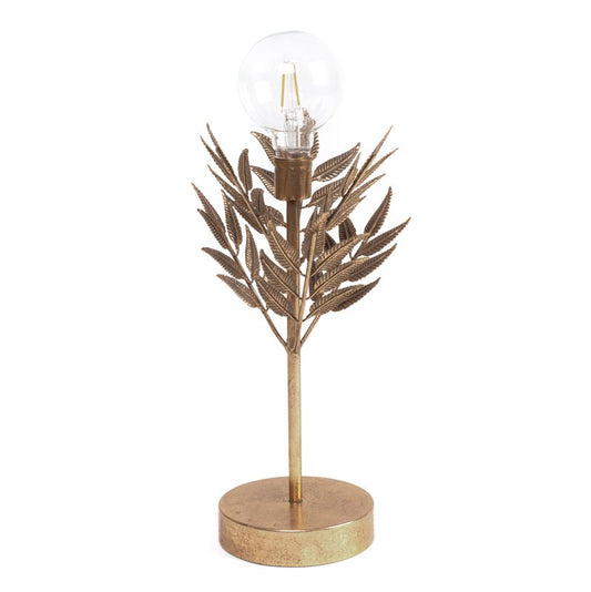 LAMPARA SOBREMESA HOJAS ORO ENVEJECIDO