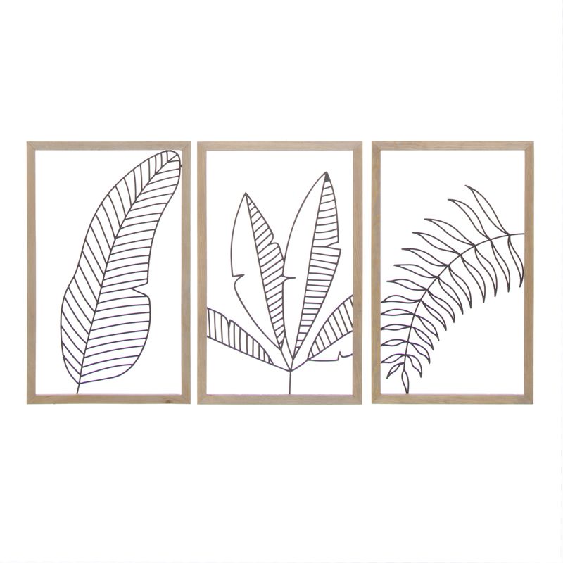 JUEGO DE 3 PANELES DECORATIVOS HOJAS