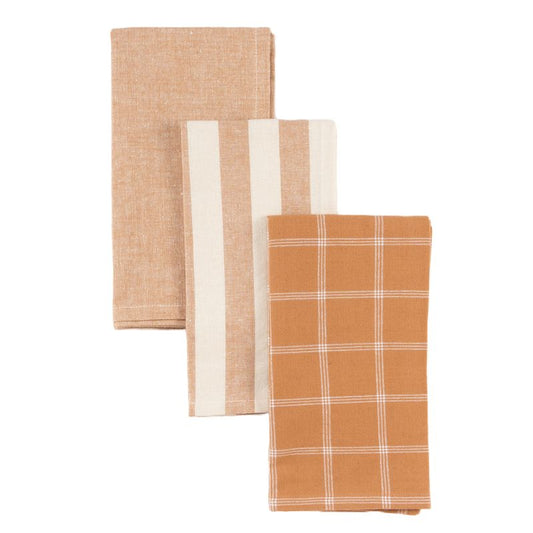 JUEGO DE 3 PAÑOS ALGODON TEJA