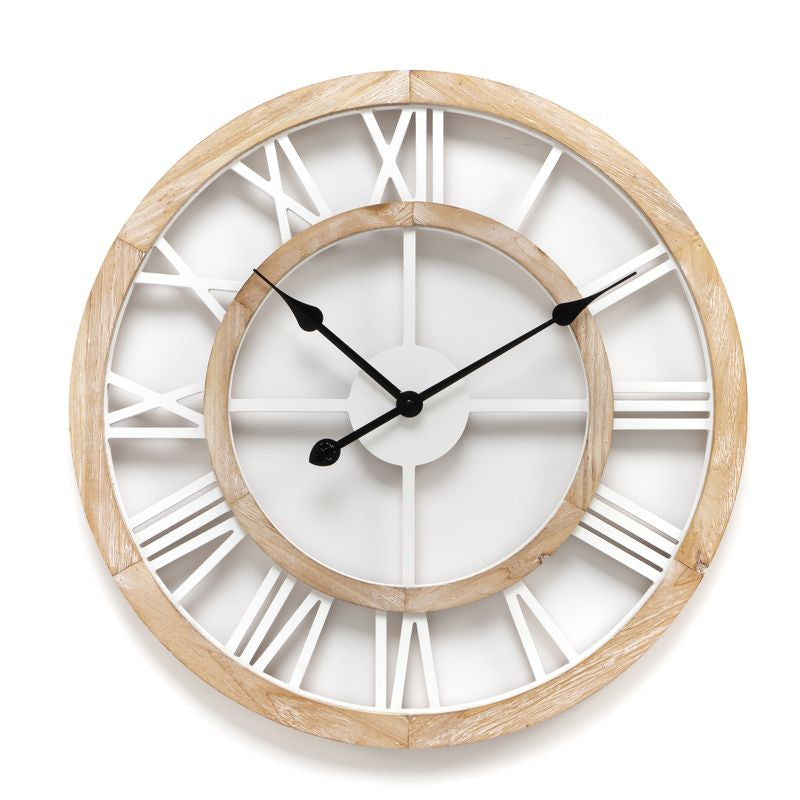 RELOJ 60CM MADERA BLANCO