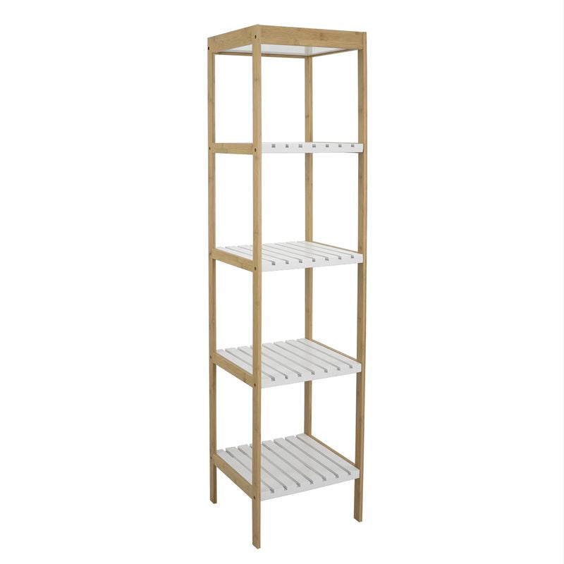 ESTANTERIA 5 ESTANTES BAMBU BLANCA