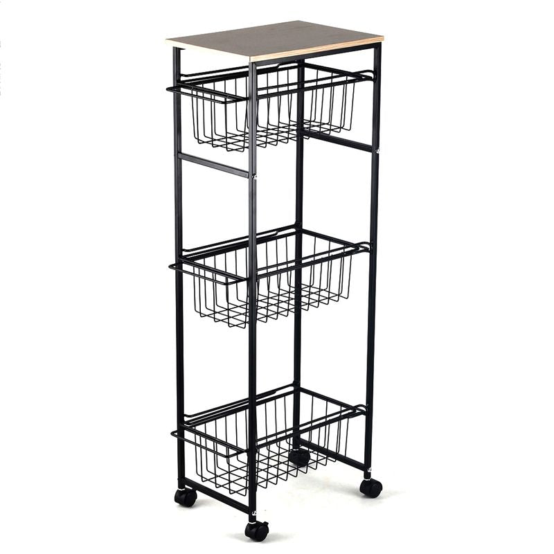 CARRO AUXILIAR METAL MADERA NEGRO