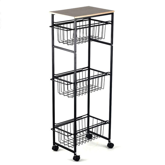 CARRO AUXILIAR METAL MADERA NEGRO