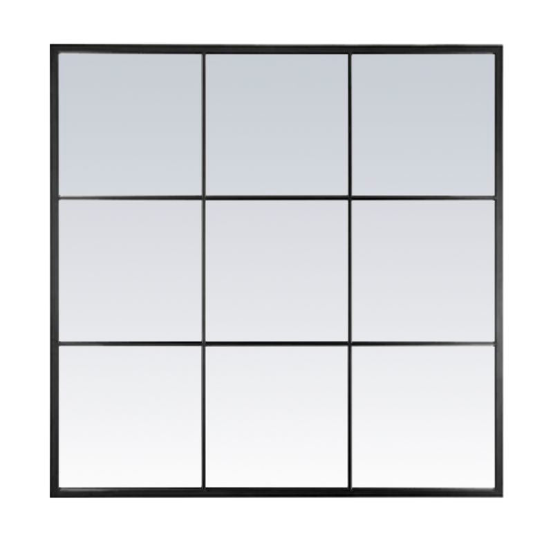 ESPEJO PARED 90X90CM FORMA VENTANA NEGRO