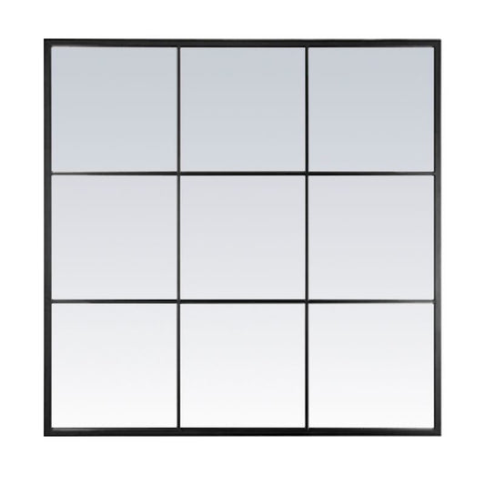 ESPEJO PARED 90X90CM FORMA VENTANA NEGRO