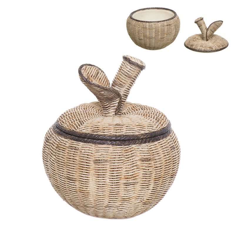 CAJA FORMA MANZANA EFECTO RATAN