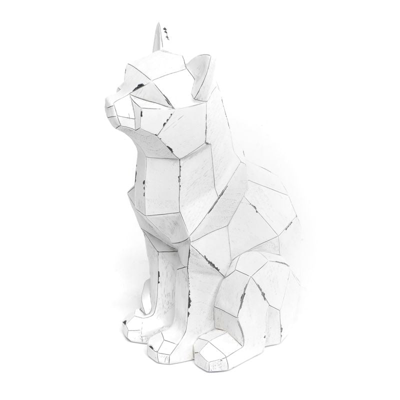 FIGURA GATO ORIGAMI BLANCO
