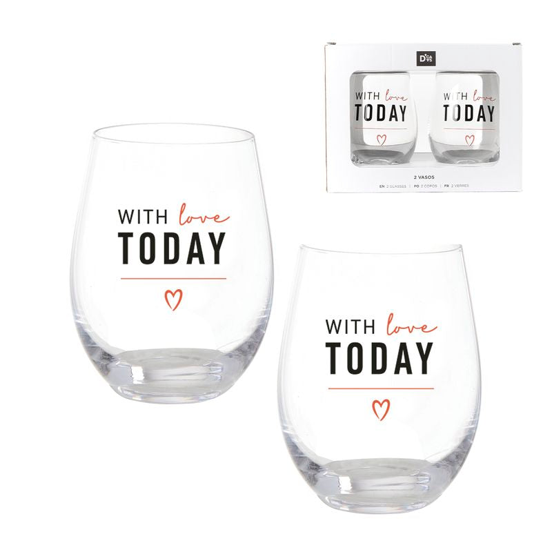 JUEGO DE 2 VASOS 500ML LOVE TODAY