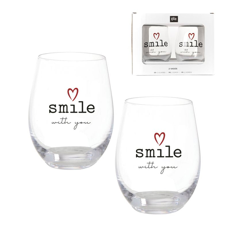 JUEGO DE 2 VASOS 500ML SMILE WITH LOVE
