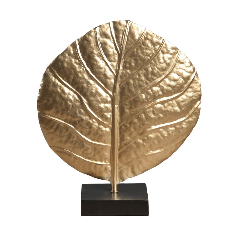 FIGURA HOJA METAL EN PEANA ORO L