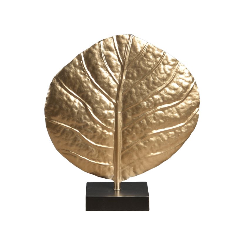 FIGURA HOJA METAL EN PEANA ORO M