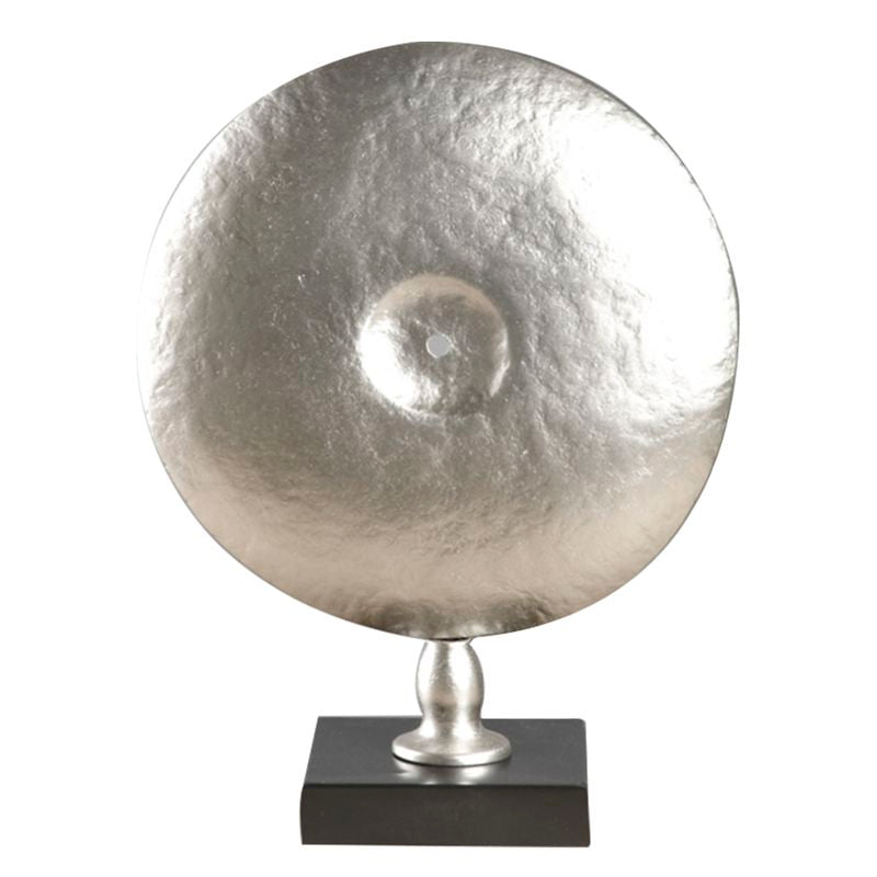 FIGURA DECORATIVA METAL EN PEANA PLATA L