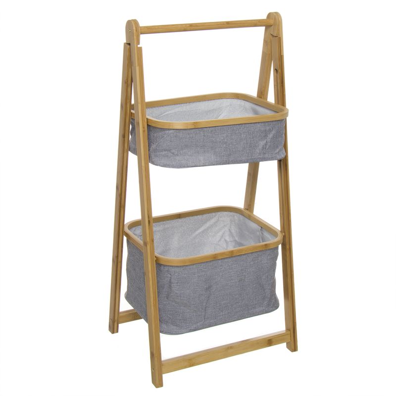 MUEBLE 2 CESTAS BAMBU GRIS