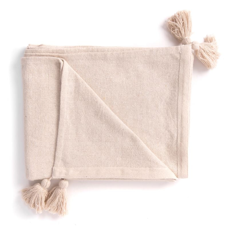 CUBRECAMA 180X240 POMPONES CRUDO