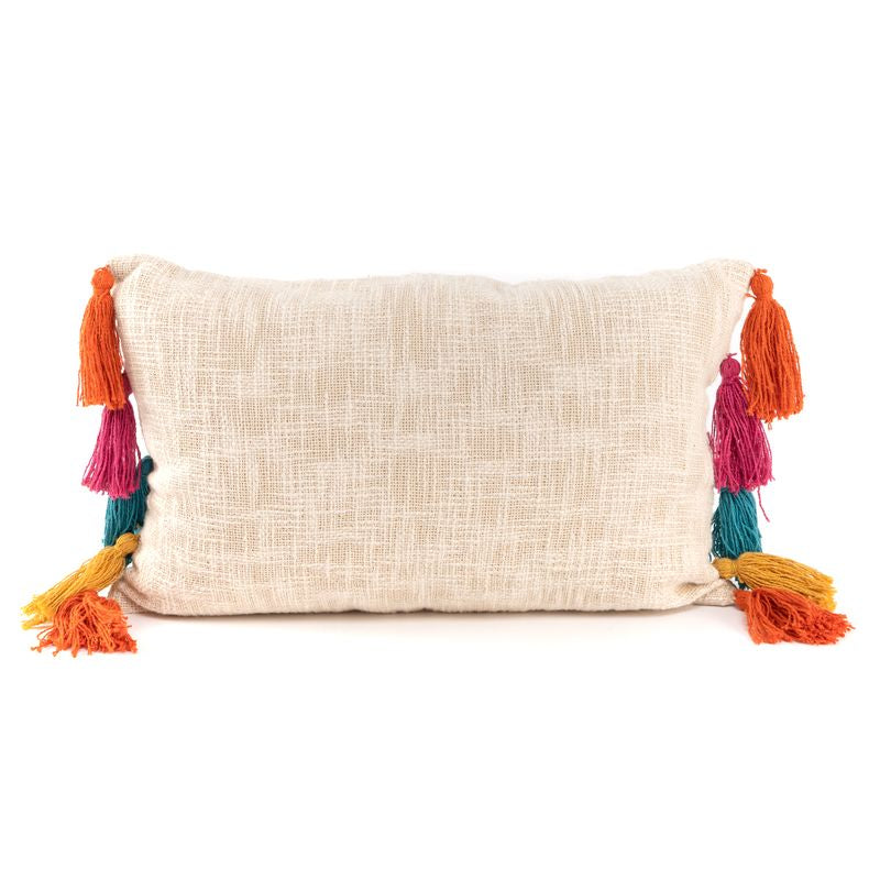 COJIN POMPONES MULTICOLOR 30X50