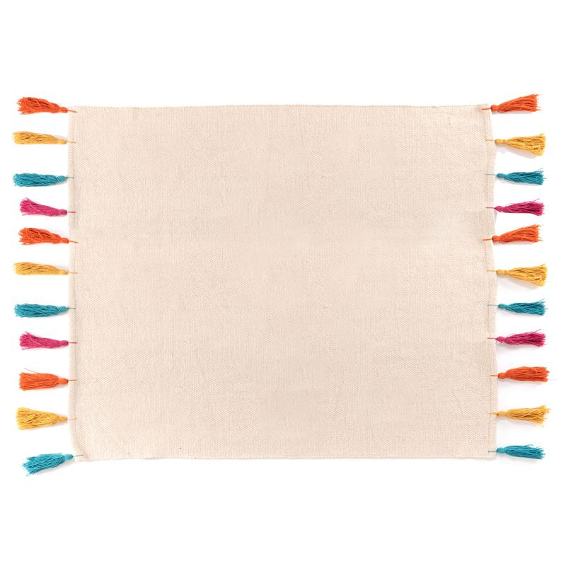 ALFOMBRA POMPONES MULTICOLOR 120X180