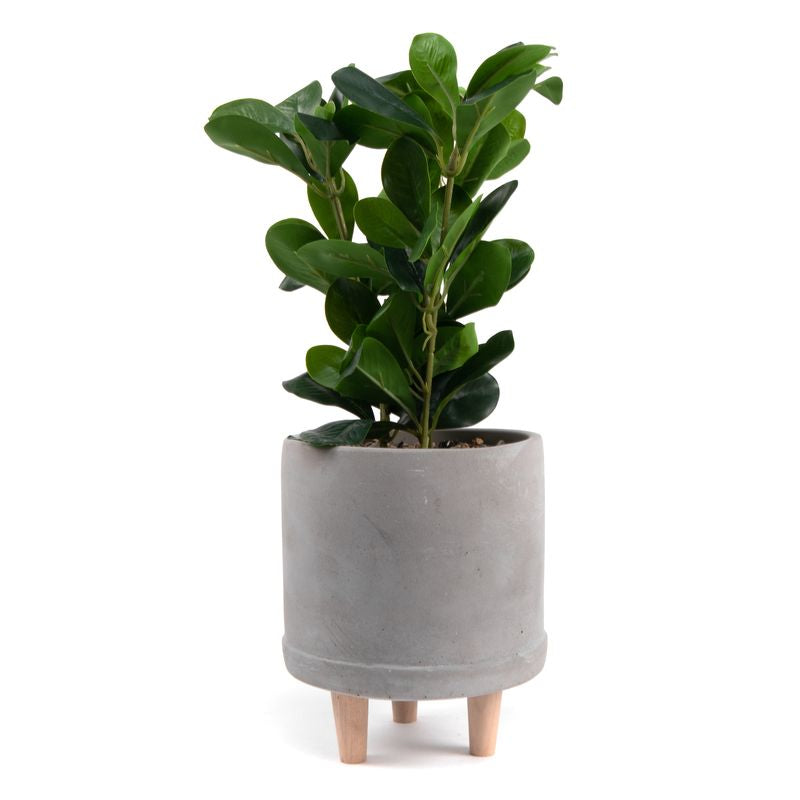 PLANTA ARTIFICIAL CON MACETA DE CEMENTO CON PATAS