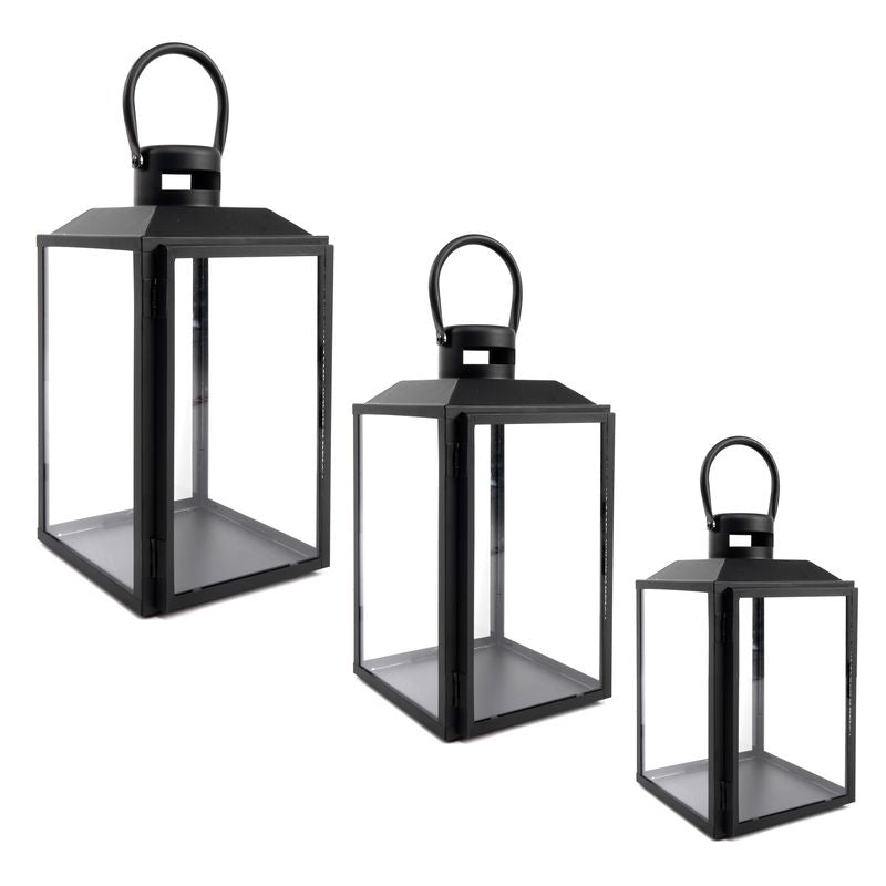 JUEGO DE 3 FAROLES NEGRO