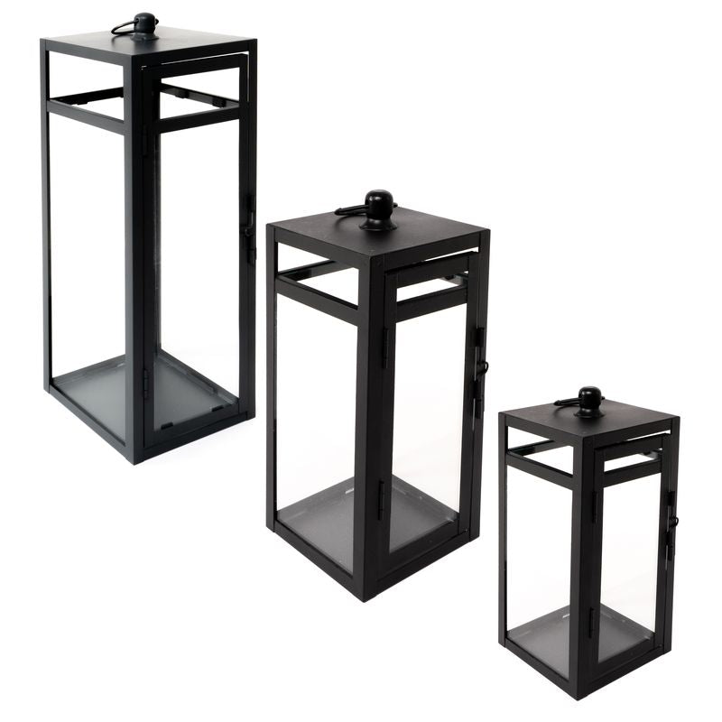 JUEGO DE 3 FAROLES NEGRO