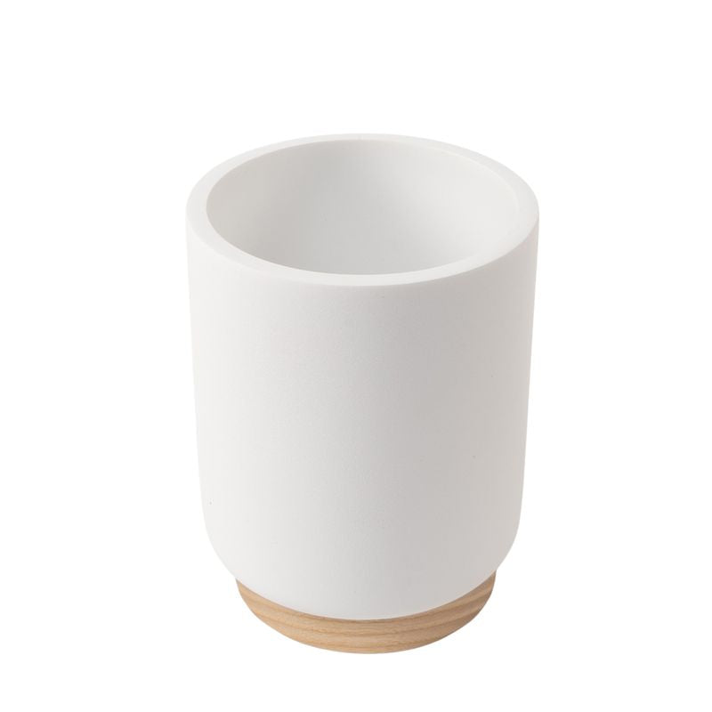 VASO BAÑO BICOLOR BLANCO/MADERA