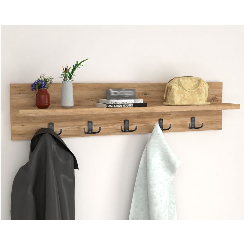 PERCHERO ESTANTERIA 5 COLGADORES DOBLES