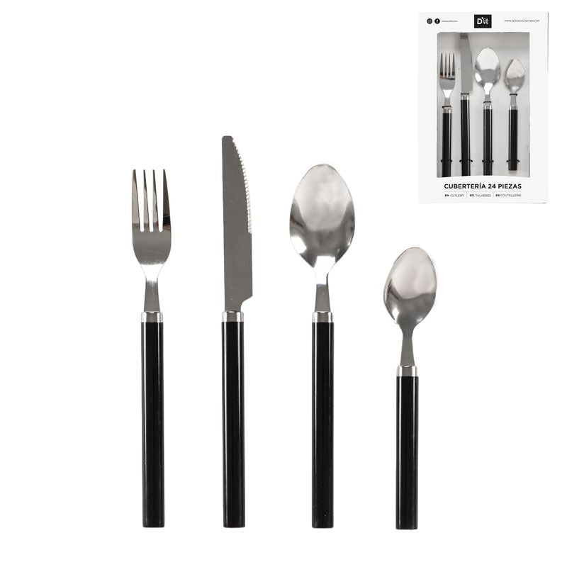JUEGO 24 CUBIERTOS NEGRO