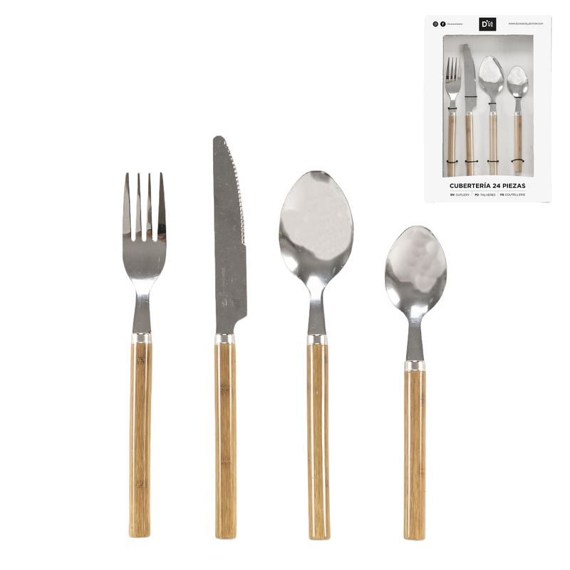 JUEGO 24 CUBIERTOS SIMIL MADERA