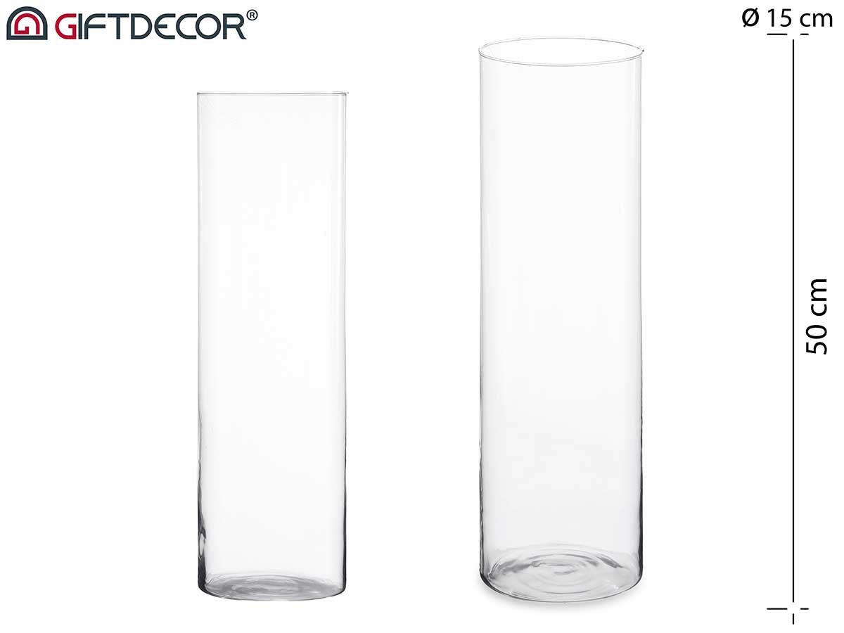 JARRÓN CRISTAL CILINDRO 50CM DIAM 15 CM